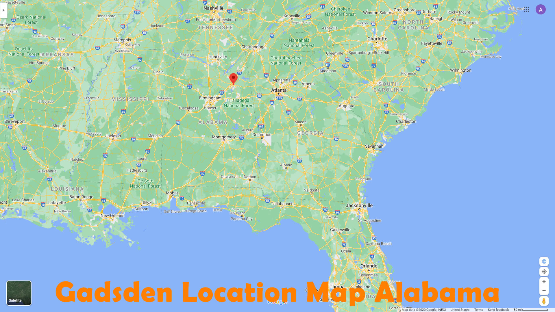 Gadsden Location Map Alabama